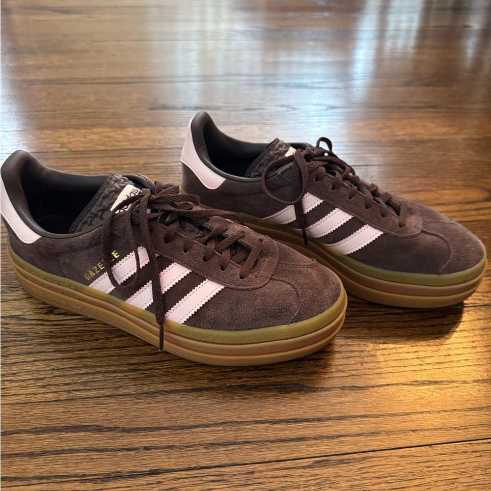 *SOLD* ADIDAS Platform Gazelle - Aurora Coffee / Light Pink / Gold Metallic
